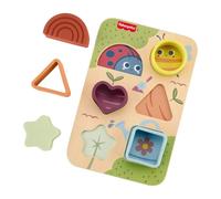 Fisher-Price Wood Sort & Grow Puzzle Baby Toy | Wooden Activity Board, 6 Silicone Shapes, Developmental Play, Infants Ages 6+ Months, JKH10