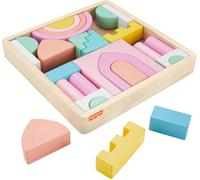 Fisher-Price Wood Toddler Toy Castle Block Set 28 Wooden Pieces Stacking Toddler