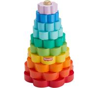 Fisher-Price Wood Toy Ring Stacker 10-Piece Wooden Stacking Activity