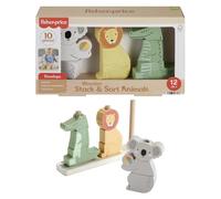 Fisher-Price Wooden Baby Toy Stack & Sort Animals 10 Wooden Pieces 12 Months +