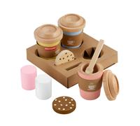 Fisher-Price Wood Pretend Play Toy Coffee To Go Café Set, 15-Piece Wooden Playset with Cups & Food for Preschool Kids Ages 3+ Years, HXT85