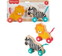 Fisher-Price Wooden Push Along Animals Lion & Zebra