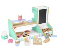 Fisher-Price Pretend Playset Wooden Coffee Shop with Toy Register, 20 Wood Pieces for Preschool Kids Ages 3+ Years