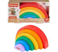 Fisher-Price Wooden Toys for Toddlers, Stackable, Rainbow, 6 Colourful Wooden Pieces for Building Development Games, Kids 18 Months and Up