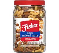 Fisher Snack Cashews Almonds, Pecans, Brazil Nuts, Peanut Free, Deluxe Mixed Nuts, 24 Ounce