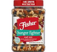 Fisher Snack Hunger Fighter Trail Mix, Peanuts, Almonds, Dried Sweetened Cranberries, Soy Nuts