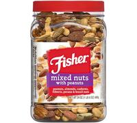 FISHER Snack Mixed Nuts with Peanuts, 24 oz Almonds, Cashews, Filberts, Pecans, Brazil Nuts,