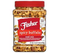 Fisher Spicy Buffalo Trail Mix, 30 oz Jar, Buffalo Sesame Sticks, Peanuts and Pretzels with Smoked Spiced Almonds and Cashews with Ranch Flavour, Hot Spicy Snack Blend for