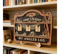 Fisher Tracker Sign, Fish Caught This Year Counter, Angler Log Cabin Decor,Wooden Fishing Tally Counter Sign