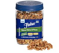 Fisher Walnut Halves & Pieces Pantry Pack PET 22 oz, California Grown Walnuts, Unsalted, Naturally Gluten Free, No Preservatives, Non-GMO