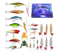 Fisherman Countdown Calendar, 24 Days Countdown to Christmas Lure Fishing Kit, Lures Seasonal Festive Bait Kit for Home Decor Christmas Hobby Father's Day Outdoor Holiday Season Enthusiast