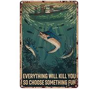 Fisherman Fishing 70 Piece Wooden Jigsaw Puzzles for Adults Family Elderly Everything Will Kill You So Choose Something Fun Puzzle Game for Family Art Decorations Funny 70 Piece Puzzle Toy Gift