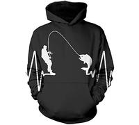 Fisherman Heartbeat Fishing Enthusiast - Kids Unisex Hoodie - Sports Hobby Fan 12-13 Years Black