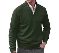 Fisherman Jumper for Men Quarter Zip Pullover Sweater Long Sleeve Thick Warm Winter Jumper Stand Collar Wool Jumpers Classic Golf Sweater Solid Color Cotton Jumper Casual Work Sweater Tops