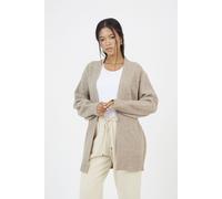 Fisherman Knit Dropped Shoulder Cardigan Brave Soul Taupe S