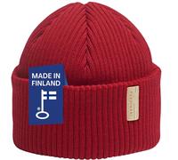 Fisherman Merino Beanie Red Men Women - Docker Fishing Hat Made of 100% Merino Wool - Sailor Hat Knitted Hat Short & Tight - Fisherman Hat, Red, Made in Finland - Sailor Hat Colour Accent