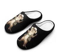Fisherman Otter Fishing Cotton Slipper Cozy Plush Slippers Indoor House Closed Toe Shoes Anti-Skid Comfortable 11-12（42-43）