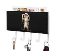 Fisherman Otter Fishing Key Holder for Wall with 5 Hooks Organizer Decorative Key Rack for Entryway Bathroom Office
