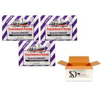 Fisherman’s Friend Blackcurrant Lozenges Sugar Free 3 x 25g - Menthol Cough Drops for Sore Throat Relief, Fruit Flavoured Breath Freshening Pastilles, Pocket-Sized