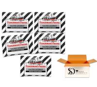 Fisherman’s Friend Salted Licorice Lozenges 5 x 25g - Strong Herbal Cough Drops, Breath Freshening Sore Throat Pastilles, Traditional Extra Strong Mints, Pocket-Sized