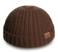 Fisherman Short Beanie Hats for Men, Knit Skull Cap Cuff Trawler Hat Mens Stylish Watch Cap Winter Warm Hat for Daily Wear, Coffee, One size