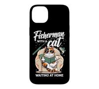 Fisherman With A Cat Waiting At Home Funny Fishing Case for iPhone 14 Plus