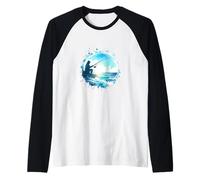 Fisherman with Fishing by The sea Raglan Baseball Tee