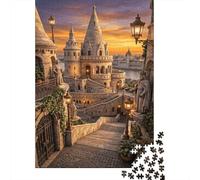 Fisherman's Bastion Budapest Dusk 1000 Pcs Recycled Cardboard DIY Jigsaw Puzzle Gift for Him/Her Cognitive Stimulation Group Activity 52x38cm/1000pcs