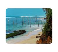 Fishermen on the ocean coast of Sri Lanka Designer Blanket Benjamin Tate Design Natural 120cm x 150cm