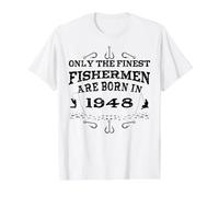 Fishermen Vintage Born 1948 Birthday Accessories Fishing Value Graphic T-Shirt, Men, White, L