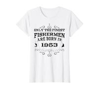 Fishermen Vintage Born 1953 Birthday Accessories Fishing Value Graphic T-Shirt, Women, White, S