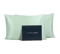 Fishers Finery 25mm 100% Pure Mulberry Silk Pillowcase (Light Green Queen 2 Pack)