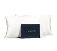 Fishers Finery 25mm 100% Pure Mulberry Silk Pillowcase Set (White King 2 Pack)