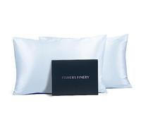 Fishers Finery 25mm 100% Pure Mulberry Silk PillowcaseGood Housekeeping Winner (Blue, Queen 2 Pack)