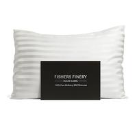 Fishers Finery 30mm 100% Pure Mulberry Silk Pillowcase, Good Housekeeping Quality Tested (White Stripe, Queen)