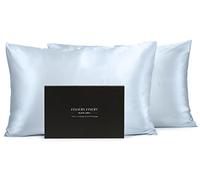 Fishers Finery 30mm 100% Pure Mulberry Silk Pillowcase Set, Good Housekeeping Quality Tested (Blue, Queen, 2 Pack)