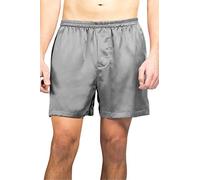 Fishers Finery Men's Luxury 100% Pure Mulberry Silk Boxers - Improved Waistband, Silver, L