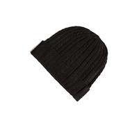 Fishers Finery Women's 100% Pure Cashmere Cable Knit Hat; Super Soft; Cuffed, Black, One Size