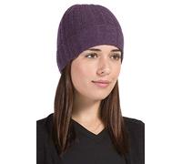 Fishers Finery Women's 100% Pure Cashmere Cable Knit Hat; Super Soft; Cuffed, Eggplant, One Size