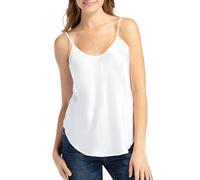 Fishers Finery Women's 100% Pure Mulberry Silk Camisole with Adjustable Straps - Improved FIT, White, XL
