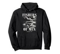 Fishers of Men Christian Bible Verse Vintage Fishing Dad Pullover Hoodie