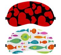 Fishes Pattern 2 PCS Eye Mask, Sleeping Eye Mask for Side Sleeper, Zero Eye Pressure Night Blindfold, Adjustable Sleep Cover, Completely Block Out Light Eye Shade