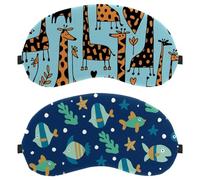 Fishes Seaweed Ocean Life 2 Pack Eye Mask, Sleeping Eye Mask for Side Sleeper, Zero Eye Pressure Night Blindfold, Adjustable Sleep Cover, Completely Block Out Light Eye Shade