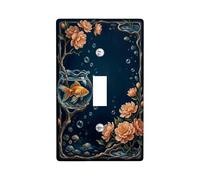 Fishes Single Light Switch Cover Plate, Nature Artistic Flowers Bubbles N/a Blue Plastic Standard Size Decorative Wall Plates for Bedroom Bathroom Kitchen Entrance Decor (Single)