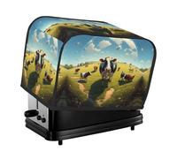 Fisheye Lens Cow Toaster Cover 2 Slice, Waterproof Bread Machine Covers with Pockets Universal Size Kitchen Small Appliance Cover with Handle, Dust and Fingerprint Protection