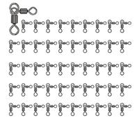 Fishing 3 Way Swivels, 50 Pcs 3 Way Cross-line Barrel Swivels, Heavy Duty Fishing Tackle Hook Connector for Saltwater Freshwater (6 * 7-44LB)