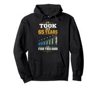 Fishing 65th Birthday Funny Bass Angler Gift for Men Pullover Hoodie