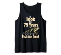 Fishing 75th Birthday Funny Bass Angler Gift for Men Tank Top