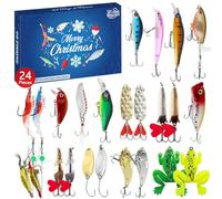 Fishing Advent Calendar 2024 24 Day of Countdown Fishing Tackle Advent Calendar Includes Various Baits Christmas Gifts for Men, Angler, Enthusiasts
