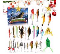 Fishing Advent Calendar 2024 24 Day of Countdown Fishing Tackle Advent Calendar Includes Various Baits for Men, Angler, Enthusiasts.